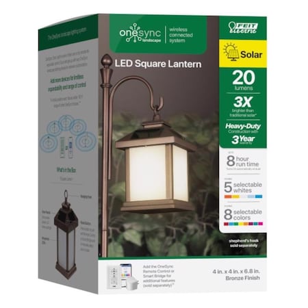 Feit Electric Feit OneSync 4 in. Solar Power Metal Square Bronze Hanging Pathway Light LAN4SQSYNCSOLBZ